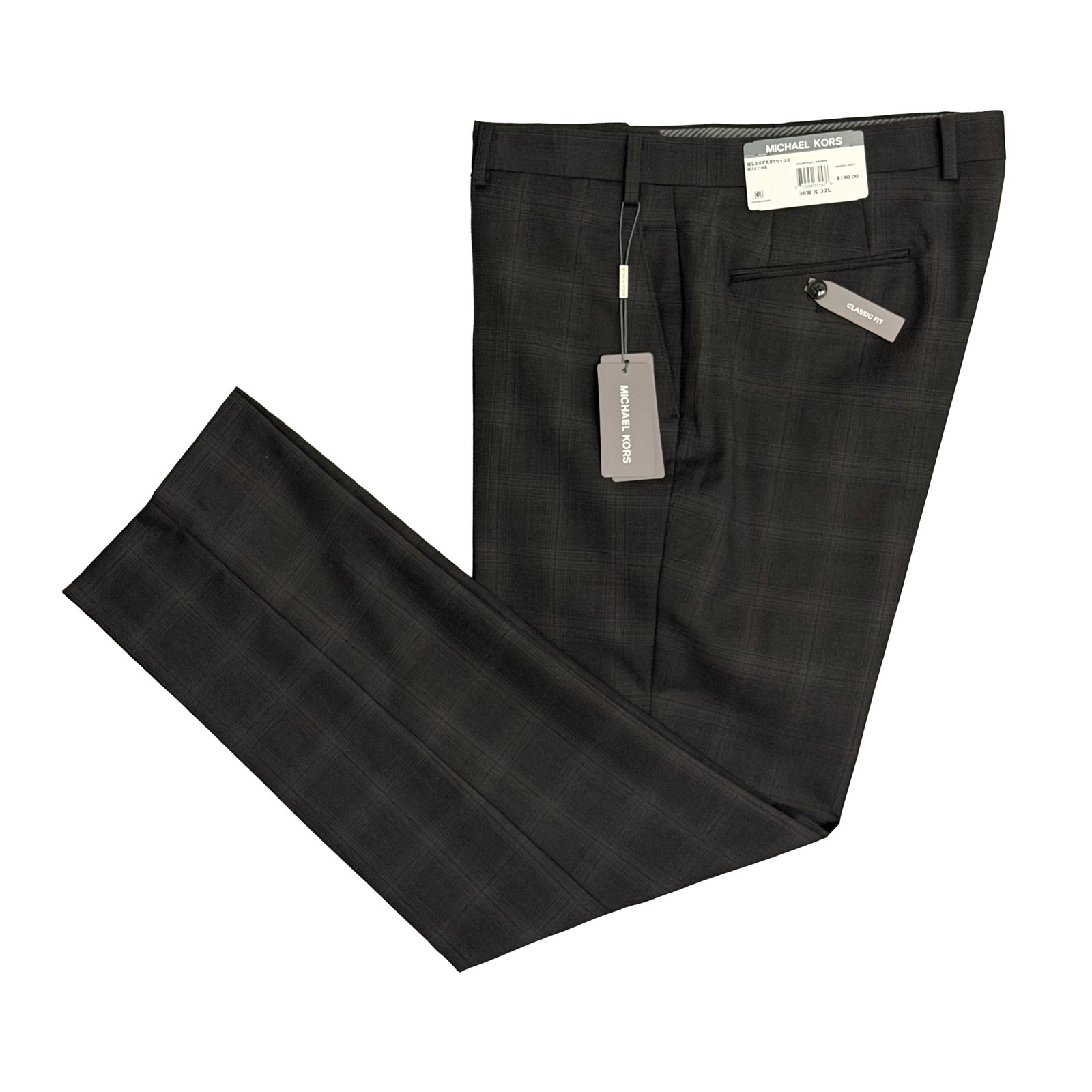 Michael Kors Dress Pants Men's 36"X32" Classic Fit Wool Blend Charcoal/Brown New